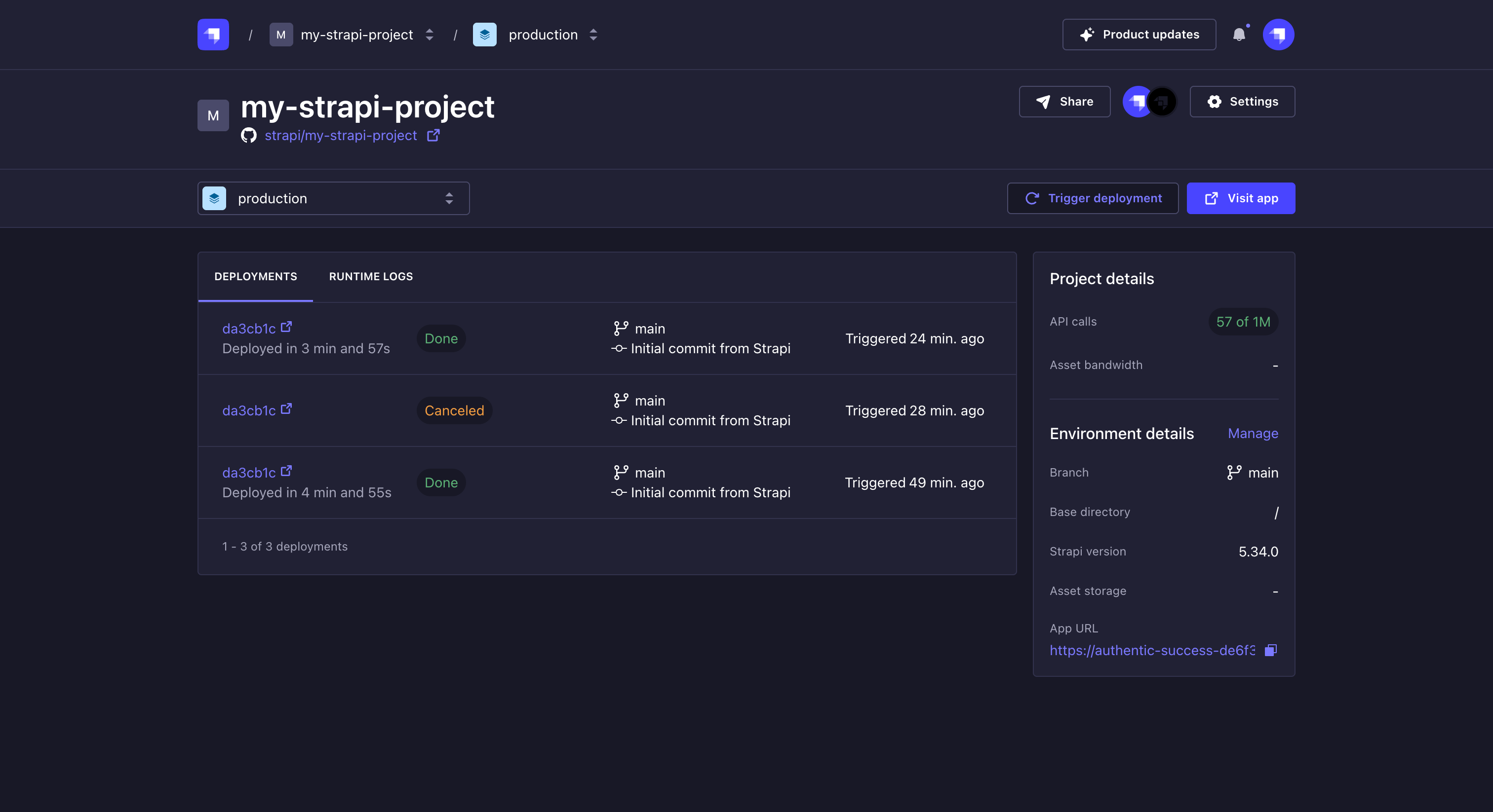 Project deploys